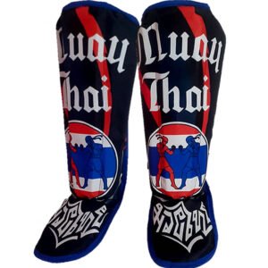 Caneleira Anatômica Muay Thai - Fred Hard - Tamanho Único - Viés Azul