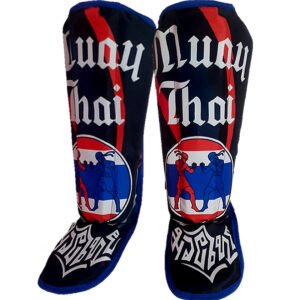 Caneleira Anatômica Muay Thai - Fred Hard - Tamanho Único - Viés Azul